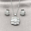 Rhodium Gold Filled Earring and Pendant Adult Set, Cluster Design, with White Cubic Zirconia, Polished, Rhodium Finish, 10.448.0006