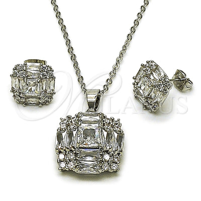 Juego de Aretes y Dije 10.448.0006 de Oro Laminado Blanco por Mayoreo, vista principal del producto
