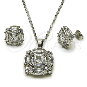 White Gold Filled Ring — Earring and Pendant Adult Set Cluster Design with — main product view — SKU 164317 | Oro Laminado Blanco anillo — Earring and Pendant Adult Set Cluster diseño with — SKU 164317