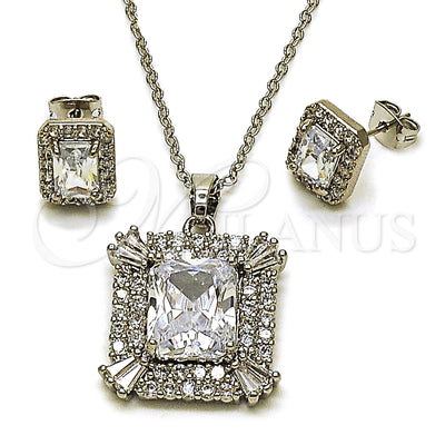 Juego de Aretes y Dije 10.448.0007 de Oro Laminado Blanco por Mayoreo, vista principal del producto