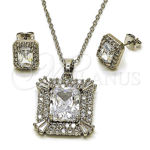 White Gold Filled Ring — Earring and Pendant Adult Set Cluster and Baguette — main product view — SKU 164318 | Oro Laminado Blanco anillo — Earring and Pendant Adult Set Cluster and Baguette — SKU 164318