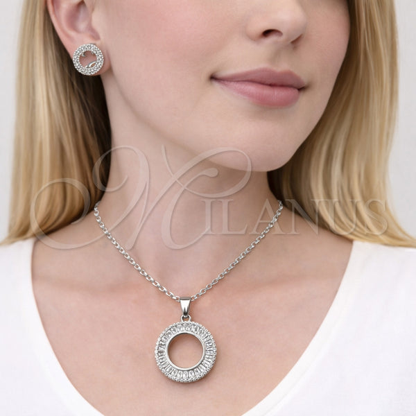 White Gold Filled Ring — Earring and Pendant Adult Set Baguette Design with — alternate product view — SKU 164319 | Oro Laminado Blanco anillo — Earring and Pendant Adult Set Baguette diseño with — SKU 164319
