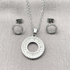 Rhodium Gold Filled Earring and Pendant Adult Set, Baguette Design, with White Cubic Zirconia and White Micro Pave, Polished, Rhodium Finish, 10.448.0008