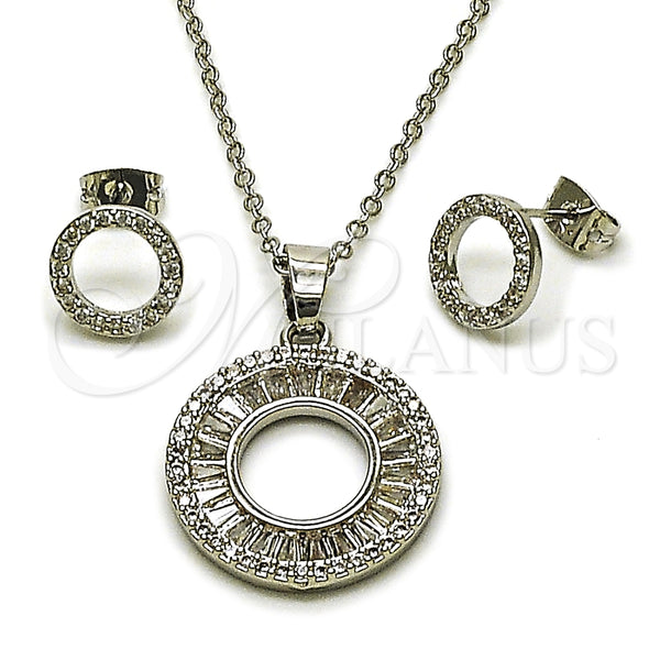 White Gold Filled Ring — Earring and Pendant Adult Set Baguette Design with — main product view — SKU 164319 | Oro Laminado Blanco anillo — Earring and Pendant Adult Set Baguette diseño with — SKU 164319