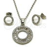 Rhodium Gold Filled Earring and Pendant Adult Set, Baguette Design, with White Cubic Zirconia and White Micro Pave, Polished, Rhodium Finish, 10.448.0008