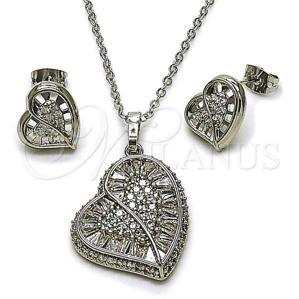White Gold Filled Ring — Earring and Pendant Adult Set Heart and Cluster — main product view — SKU 164320 | Oro Laminado Blanco anillo — Earring and Pendant Adult Set corazón and Cluster — SKU 164320
