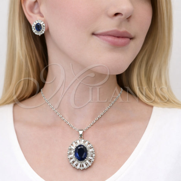 White Gold Filled Ring — Earring and Pendant Adult Set Cluster and Baguette — alternate product view — SKU 164323 | Oro Laminado Blanco anillo — Earring and Pendant Adult Set Cluster and Baguette — SKU 164323