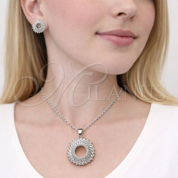 White Gold Filled Ring — Earring and Pendant Adult Set Baguette Design with — alternate product view — SKU 164324 | Oro Laminado Blanco anillo — Earring and Pendant Adult Set Baguette diseño with — SKU 164324