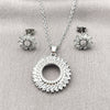 Rhodium Gold Filled Earring and Pendant Adult Set, Baguette Design, with White Cubic Zirconia and White Micro Pave, Polished, Rhodium Finish, 10.448.0012