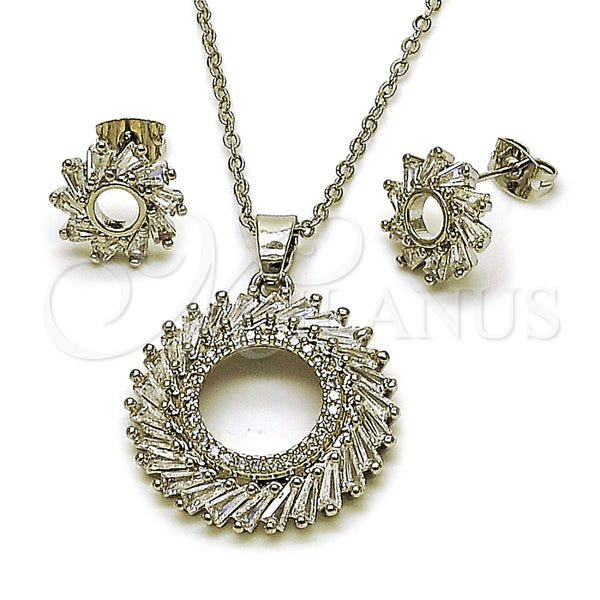 White Gold Filled Ring — Earring and Pendant Adult Set Baguette Design with — main product view — SKU 164324 | Oro Laminado Blanco anillo — Earring and Pendant Adult Set Baguette diseño with — SKU 164324