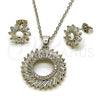 Rhodium Gold Filled Earring and Pendant Adult Set, Baguette Design, with White Cubic Zirconia and White Micro Pave, Polished, Rhodium Finish, 10.448.0012