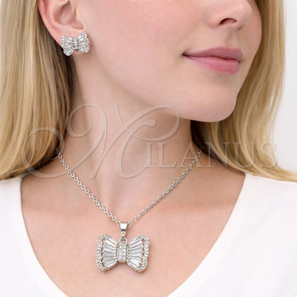 White Gold Filled Ring — Earring and Pendant Adult Set Bow and Baguette — alternate product view — SKU 164325 | Oro Laminado Blanco anillo — Earring and Pendant Adult Set Bow and Baguette — SKU 164325