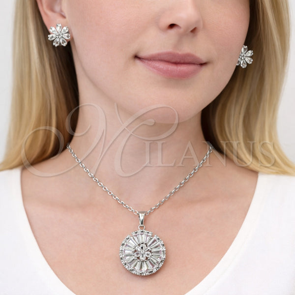 White Gold Filled Ring — Earring and Pendant Adult Set Flower and Cluster — alternate product view — SKU 164326 | Oro Laminado Blanco anillo — Earring and Pendant Adult Set flor and Cluster — SKU 164326