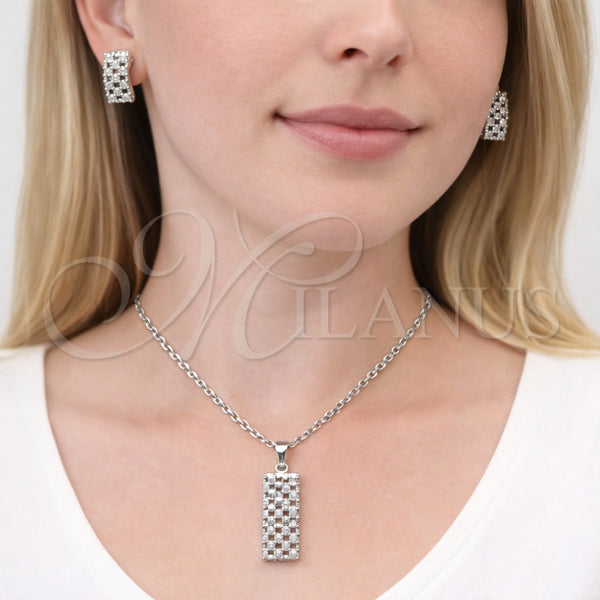 White Gold Filled Ring — Earring and Pendant Adult Set with White Cubic — alternate product view — SKU 164328 | Oro Laminado Blanco anillo — Earring and Pendant Adult Set with blanco Cubic — SKU 164328