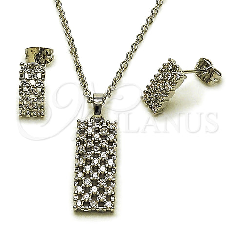 Rhodium Gold Filled Earring and Pendant Adult Set, with White Cubic Zirconia, Polished, Rhodium Finish, 10.448.0016