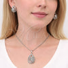 Rhodium Gold Filled Earring and Pendant Adult Set, Teardrop Design, with White Cubic Zirconia, Polished, Rhodium Finish, 10.448.0017