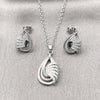 Rhodium Gold Filled Earring and Pendant Adult Set, Teardrop Design, with White Cubic Zirconia, Polished, Rhodium Finish, 10.448.0017