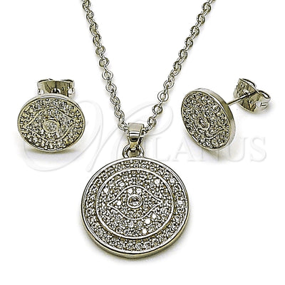 Oro Laminado Earring and Pendant Adult Set, Gold Filled Style Cluster Design, with White Cubic Zirconia for wholesale, main product view