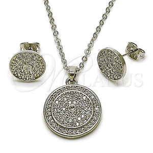 Oro Laminado Earring and Pendant Adult Set, Gold Filled Style Cluster Design, with White Cubic Zirconia, Polished, Golden Finish, 10.448.0018