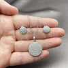 Rhodium Gold Filled Earring and Pendant Adult Set, with White Cubic Zirconia, Polished, Rhodium Finish, 10.448.0019