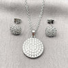 Rhodium Gold Filled Earring and Pendant Adult Set, with White Cubic Zirconia, Polished, Rhodium Finish, 10.448.0019