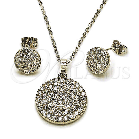 Rhodium Gold Filled Earring and Pendant Adult Set, with White Cubic Zirconia, Polished, Rhodium Finish, 10.448.0019