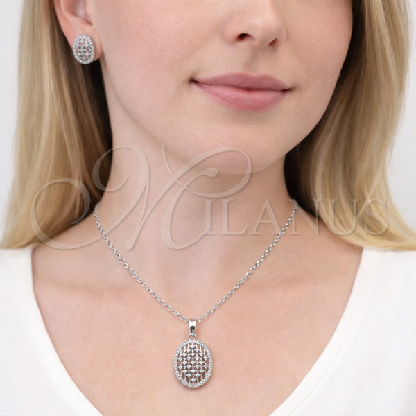 White Gold Filled Ring — Earring and Pendant Adult Set with White Cubic — alternate product view — SKU 164332 | Oro Laminado Blanco anillo — Earring and Pendant Adult Set with blanco Cubic — SKU 164332