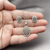 Rhodium Gold Filled Earring and Pendant Adult Set, with White Cubic Zirconia, Polished, Rhodium Finish, 10.448.0020