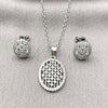 Rhodium Gold Filled Earring and Pendant Adult Set, with White Cubic Zirconia, Polished, Rhodium Finish, 10.448.0020