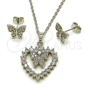 White Gold Filled Ring — Earring and Pendant Adult Set Heart and Butterfly — main product view — SKU 164334 | Oro Laminado Blanco anillo — Earring and Pendant Adult Set corazón and Butterfly — SKU 164334