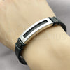 Stainless Steel Bracelet — ID Bracelet Black Leather 03. 12 MM Thickness — alternate product view — SKU 164338 | Acero Inoxidable brazalete — ID Bracelet negro Leather 03. 12 MM Thickness — SKU 164338