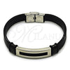Stainless Steel Bracelet — ID Bracelet Black Leather 03. 12 MM Thickness — alternate product view — SKU 164338 | Acero Inoxidable brazalete — ID Bracelet negro Leather 03. 12 MM Thickness — SKU 164338