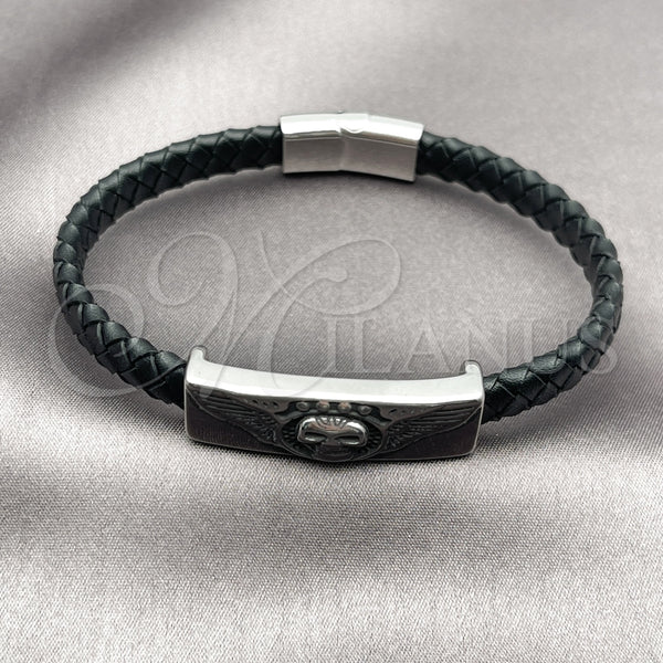 Stainless Steel Bracelet — Fancy Bracelet Skull and Wings Design Black Leather — alternate product view — SKU 164341 | Acero Inoxidable brazalete — elegante Bracelet Skull and Wings diseño negro Leather — SKU 164341