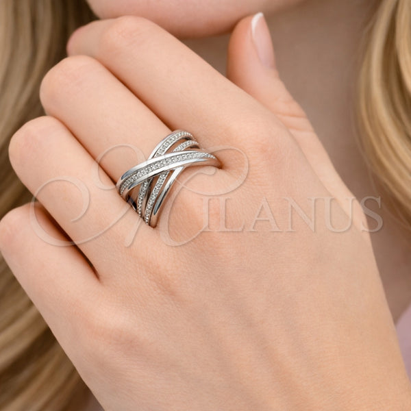 White Gold Filled Ring — Multi Stone Ring Twist Design with White Micro — alternate product view — SKU 164352 | Oro Laminado Blanco anillo — Multi Stone Ring Twist diseño with blanco Micro — SKU 164352
