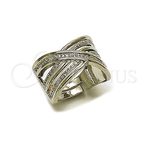 White Gold Filled Ring — Multi Stone Ring Twist Design with White Micro — main product view — SKU 164352 | Oro Laminado Blanco anillo — Multi Stone Ring Twist diseño with blanco Micro — SKU 164352