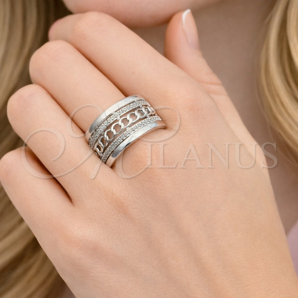 White Gold Filled Ring — Multi Stone Ring Miami Cuban Design with White — alternate product view — SKU 164354 | Oro Laminado Blanco anillo — Multi Stone Ring Miami Cuban diseño with blanco — SKU 164354