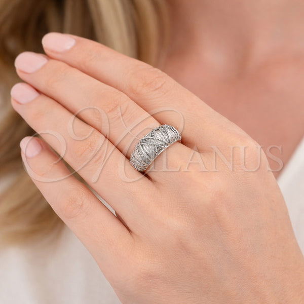 White Gold Filled Ring — Multi Stone Ring with White Cubic Zirconia Polished — alternate product view — SKU 164355 | Oro Laminado Blanco anillo — Multi Stone Ring with blanco Cubic Zirconia pulido — SKU 164355