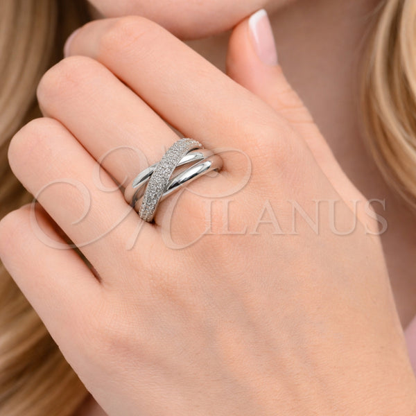 White Gold Filled Ring — Multi Stone Ring Twist Design with White Micro — alternate product view — SKU 164356 | Oro Laminado Blanco anillo — Multi Stone Ring Twist diseño with blanco Micro — SKU 164356