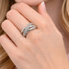 Rhodium Gold Filled Multi Stone Ring, Twist Design, with White Micro Pave, Polished, Rhodium Finish, 01.438.0012 (One size fits all)