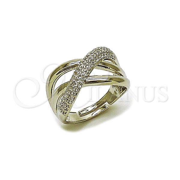 Rhodium Gold Filled Multi Stone Ring, Twist Design, with White Micro Pave, Polished, Rhodium Finish, 01.438.0012 (One size fits all)
