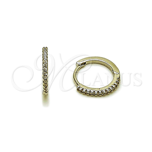 White Gold Filled Hoop Earrings — Huggie Hoop with White Micro Pave Polished 02. — main product view — SKU 164357 | Oro Laminado Blanco aretes de aro — Huggie Hoop with blanco Micro Pave pulido 02. — SKU 164357