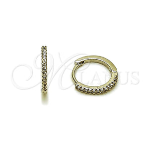 White Gold Filled Hoop Earrings — Huggie Hoop with White Micro Pave Polished 02. — main product view — SKU 164357 | Oro Laminado Blanco aretes de aro — Huggie Hoop with blanco Micro Pave pulido 02. — SKU 164357