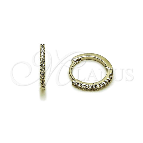 Rhodium Gold Filled Huggie Hoop, with White Micro Pave, Polished, Rhodium Finish, 02.438.0001.15