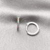 Rhodium Gold Filled Huggie Hoop, with Multicolor Micro Pave, Polished, Rhodium Finish, 02.438.0001.1.15