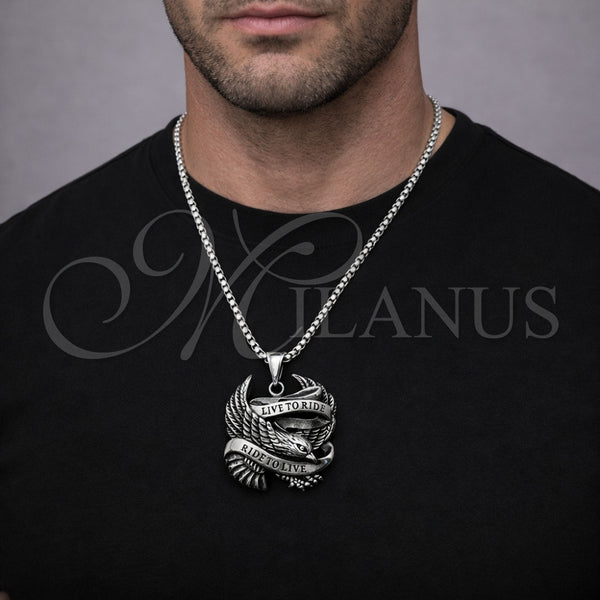 Stainless Steel Necklace — Pendant Necklace Eagle Design Polished 04. 03 MM — alternate product view — SKU 164366 | Acero Inoxidable collar — Pendant Necklace Eagle diseño pulido 04. 03 MM — SKU 164366