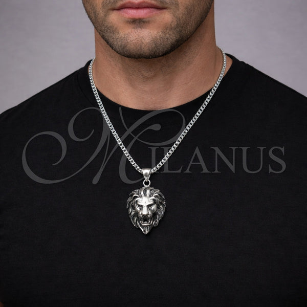 Stainless Steel Necklace — Pendant Necklace Lion Design Polished 04. 03 MM — alternate product view — SKU 164367 | Acero Inoxidable collar — Pendant Necklace Lion diseño pulido 04. 03 MM — SKU 164367