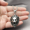 Stainless Steel Pendant Necklace, Lion Design, Polished, Steel Finish, 04.451.0003.24 (03 MM Thickness, 24 Inches Length)