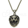 Stainless Steel Pendant Necklace, Lion Design, Polished, Steel Finish, 04.451.0003.24 (03 MM Thickness, 24 Inches Length)