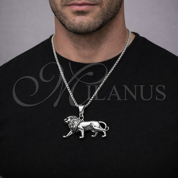 Stainless Steel Necklace — Pendant Necklace Lion Design Polished 04. 03 MM — alternate product view — SKU 164371 | Acero Inoxidable collar — Pendant Necklace Lion diseño pulido 04. 03 MM — SKU 164371