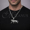 Stainless Steel Pendant Necklace, Lion Design, Polished, Steel Finish, 04.451.0007.24 (03 MM Thickness, 24 Inches Length)